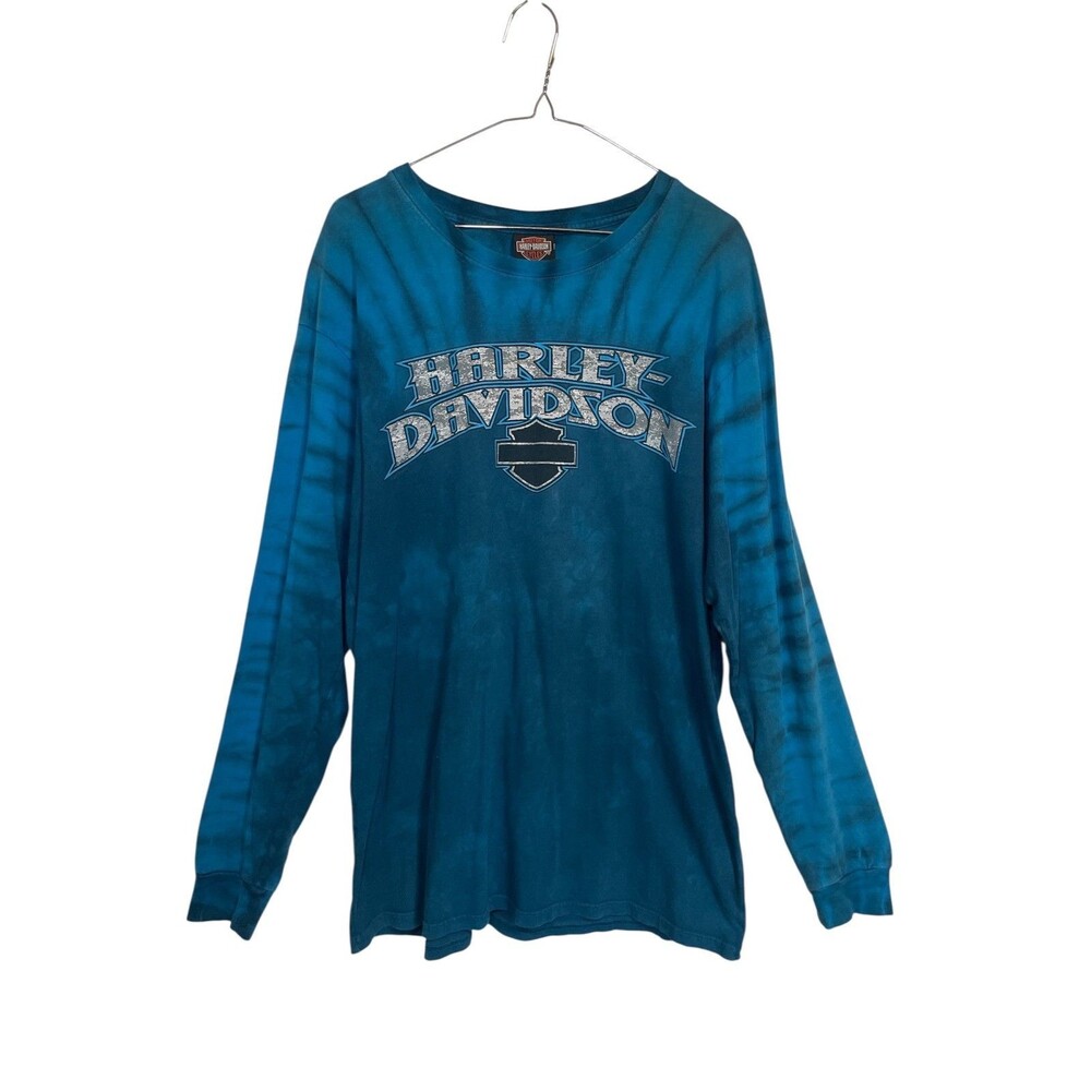 Harley Davidson Long Sleeve Blue ZZ Toad Rock Band Graphics Sleeves Sz L 2011